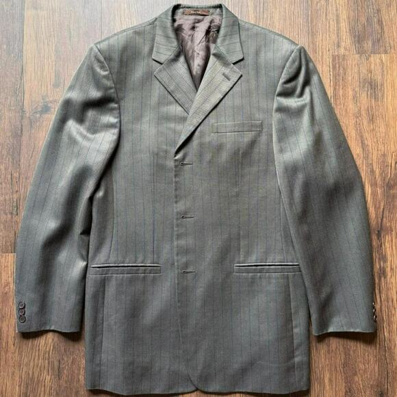 Versace Classic Vintage Wool Silk Brown Stripe Blazer Sport Coat 42 - Picture 1 of 7